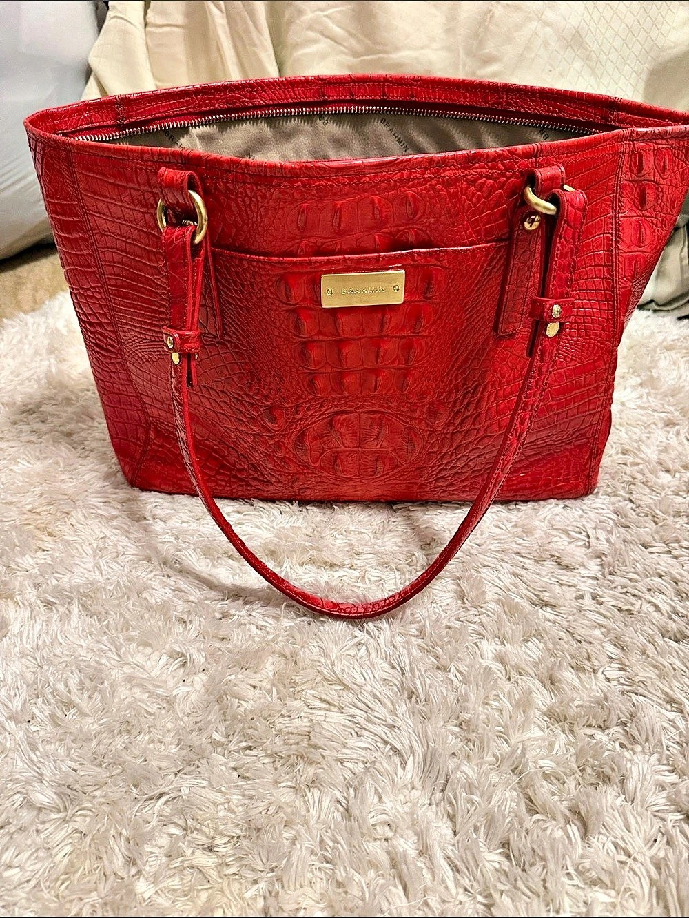Brahmin Anywhere Tote Red Crocodile-Embossed Tote